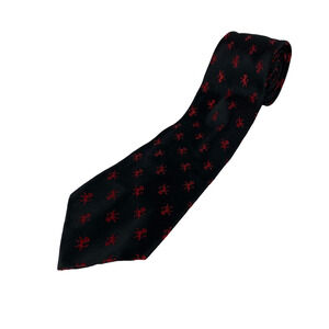 Rhodia Necktie Short 55" Black Red 100% Silk Made in Italy Mythical Beast